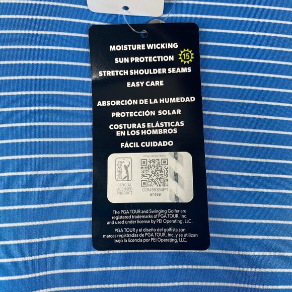 PGA TOUR Striped Polo Shirt Men’s Size XL Blue,Golf,Sun Protection NWT $62 - Picture 11 of 12